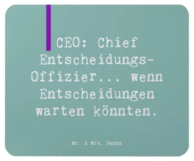Produktbild von Mr. & Mrs. Panda Mouse Pad Spruch CEO Entscheidungen - Meeresbrise - Geschenk, Unternehmensführung, Humor, pc mauspad, mousepad, handgefertigte Geschenke, Beruf