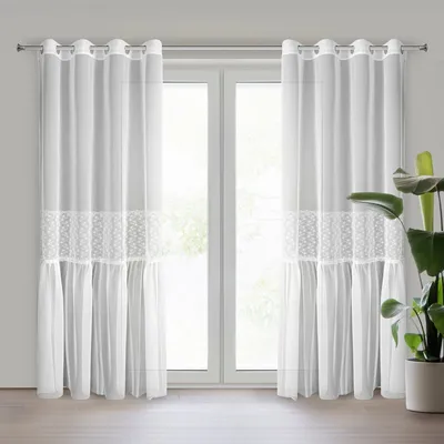 Produktbild von Gardine LAURI weiß silber 140x250 cm  Ösen Ösenvorhang
