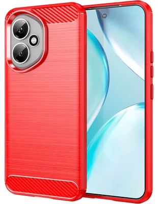 Produktbild von Hülle für Honor 400, Carbon-Faser TPU Silikon Stoßfest Schutzhülle Rot