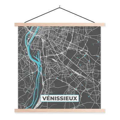Obrázek produktu pro MuchoWow® Textilní plakát - Francie - Mapa - Vénissieux - 90x90cm - S hnědými lamelami