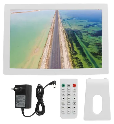 Zdjęcie produktu dla 17-calowa cyfrowa ramka na zdjęcia, ekran LED, funkcja wyświetlania zdjęć i filmów, zegar, kalendarz, 100–240 V, wtyczka zgodna z normą UE