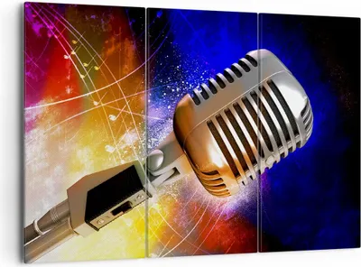 Produktbild von Bild auf Leinwand - Leinwandbild - Mikrofon Musik Sänger - 165x110cm - Wand Bild - Wanddeko - Leinwanddruck - Bilder - Kunstdruck - Wanddekoration - Leinwand bilder - Wandkunst - CE165x110-0450
