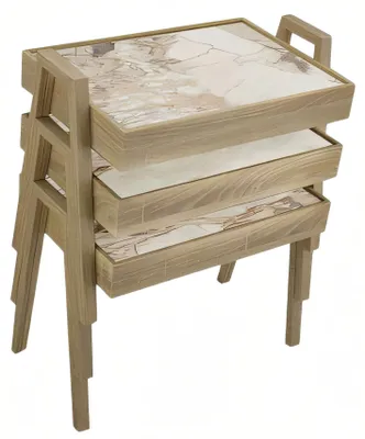 Zdjęcie produktu dla Drewniany stolik kawowy w beżowym kolorze - elegancki i stylowy