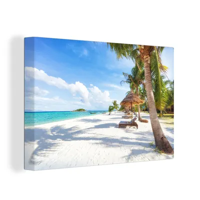 Obrázok produktu pre OneMillionCanvasses® - Maľba na plátne - Obraz na plátne Nástenná maľba na plátne - Pláž - more - palmy - 150x100cm - Fotografia na plátne - maľba na
