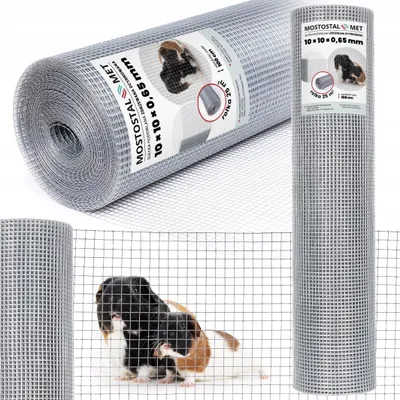 Obrázek produktu pro Drátěná síť pro voliéry  - 10x10 mm - pozinkovaná - 25 m - 0,65 mm drátěná síť s uzly