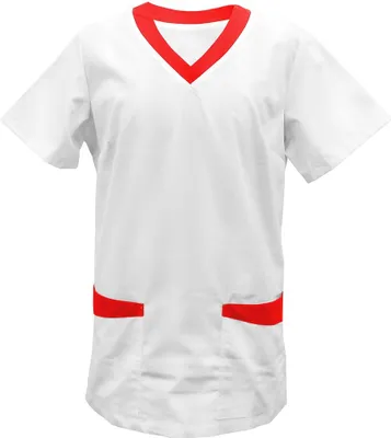 Produktbild von Kasack weiß mit Besatz rot Gr. M : rot : M : 50% Baumwolle 50% Polyester 175 g/m²