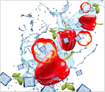 Produktbild von Spritzschutz Herdabdeckplatte Schneidebrett aus Glas Paptrika auf Wasserwelle 1-Teilig (60x52cm)