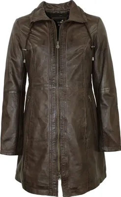 Produktbild von Jilani - Damen Ledermantel Longjacke Lammnappa dunkelbraun : 40