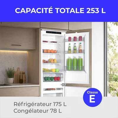 Image de Réfrigérateur congélateur bas encastrable CONTINENTAL EDISON CEFC253NFEE, 253 L, No Frost, , 54 x 177 cm, Blanc