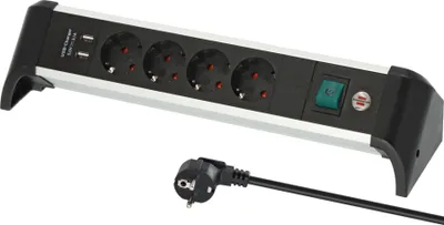Produktbild von Brennenstuhl 1391040410 Steckdosenleiste mit Schalter Silber-Schwarz Schutzkontakt 1 St.