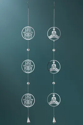 Image de Gilde Girlande, "Wellness", Buddhamotiv, Edelstahl, silberfarben, L. 2 cm, B. 13 cm, H. 100 cm 62183 4063387621837 2 Stück (2-fach sortiert)
