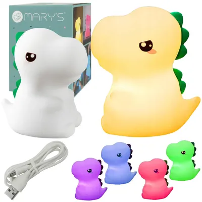 Produktbild von Kabellose LED-Nachttischlampe für Kinder, Dino T-Rex, farbig, RGB, USB