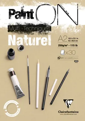 Produktbild von Clairefontaine PaintON Naturel, Block A2, kopfseitig , 30 Blatt, Sand - 96543C