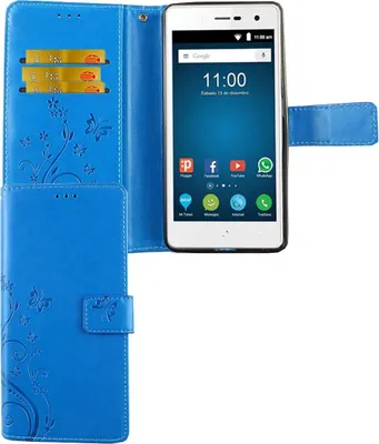 Image de Étui de protection pour téléphone ZTE Blade L7, type coque rabattable avec porte-cartes, couleur bleue