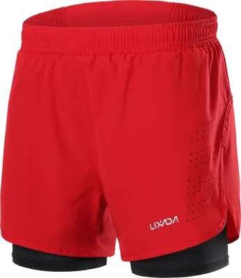 Zdjęcie produktu dla męskie spodenki do biegania 2 w 1, szybkoschnące, oddychające, do aktywnego treningu, joggingu i jazdy na rowerze, z dłuższą podszewką