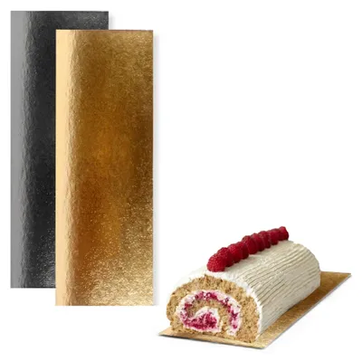 Tortenplatten 30x10 cm, Gold/Schwarz, 15 Stück, umkehrbar