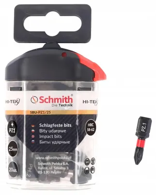 Produktbild von Schmith Schlagschrauber Bits PZ1 25mm 20 Stk. HI-TEK Serie Schmith Profi Schlagschrauber Bits Torsion Magnetisch Akkuschrauber Zubehör