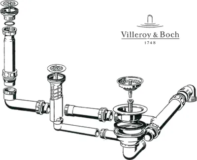 Produktbild von Villeroy und Boch ARENA ECK Ab- und Überlaufgarnitur mit Handbetätigung