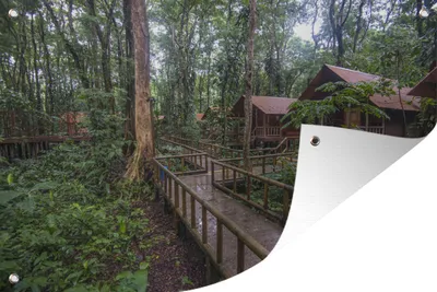 Produktbild von MuchoWow® 120x80 cm Outdoor-Poster Gartendeko Sichtschutz Garten Poster für den Garten  Häuser im Dschungel des Tortuguero-Nationalparks