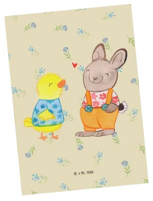 Produktbild von Mr. & Mrs. Panda Ansichtskarte Ostern Freundschaft - Blumig - Geschenk, Grußkarte, Kunstkarten, Frühling, Hase, Osterhase, Ansichtskarten, Ostergrüße, Postkarte, Liebe