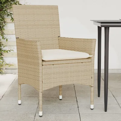 Produktbild von Design Gartenstühle mit Kissen 2 Stk. Beige Poly Rattan, Gartenstühle 2024 Neu