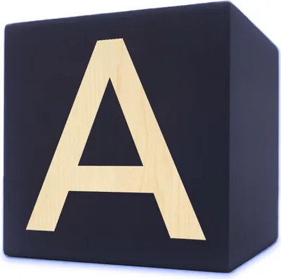 Obrázok produktu pre Drevená kocka s písmenami, 5 x 5 cm, čierna, písmeno A