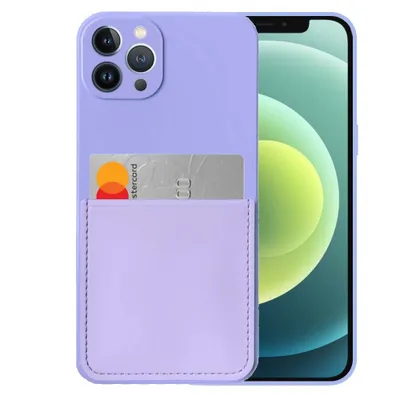 Obrázek produktu pro Silikonové pouzdro Smartphonica pro iPhone 12 Pro s držákem na karty a měkkým vnitřkem - fialové