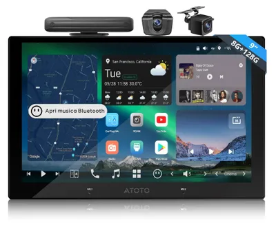 Immagine prodotto di Autoradio doppio DIN da 9 pollici con CarPlay e Android Auto wireless