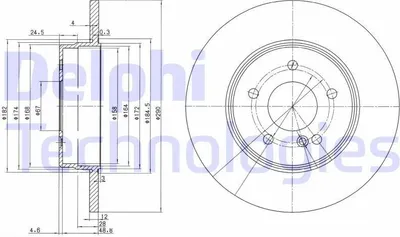 Produktbild von 2x DELPHI Bremsscheibe BG3602 passend für MERCEDES-BENZ E-Klasse T-modell (S210)
