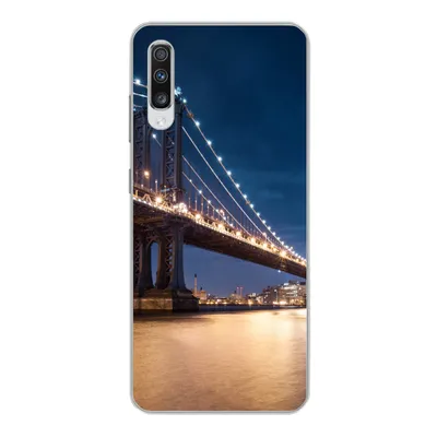 Produktbild von MuchoWow® Handyhülle Schutzhülle Hülle für Samsung Galaxy A70 New York - Manhattan - Mond Silikon Softcase Handy Hülle - Schutzhaube