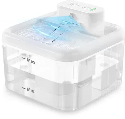 Image de Robinet pour chats, robinet pour chats de 2 litres fonctionnant sur piles avec détecteur de mouvement, robinet très silencieux, bac à litière, robinet pour animaux de compagnie, blanc