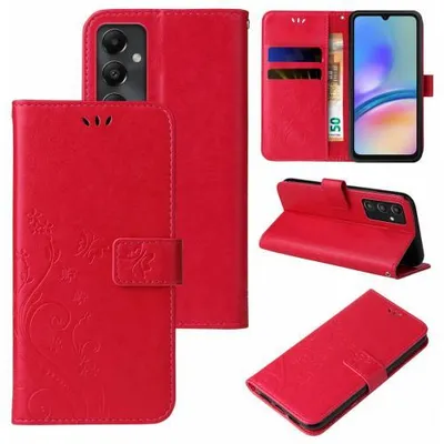 Produktbild von Kunstleder Flip-Hülle Floral für Samsung Galaxy A Serie - Farbe: Rot - Modellkompatibilität: Für Samsung Galaxy A05s