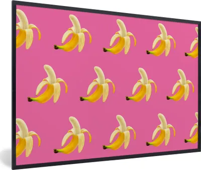 Produktbild von MuchoWow® MuchoWow® Gerahmtes Poster Banane - Muster - Rosa 30x20 cm - Poster mit zchwarzem Bilderrahmen - Kunstdruck - Bild-Poster
