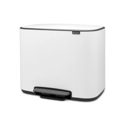 Productafbeelding van Brabantia Vuilnisemmer met pedaal, wit, 3 x 11 liter