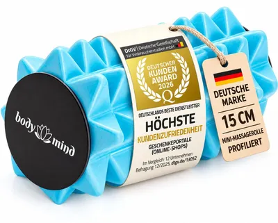 Produktbild von Faszienrolle Massagerolle Mini Schaumstoffrolle - 15 x 6 cm - 3D-Noppenstruktur - Für Füße, Waden, Knie und Nacken