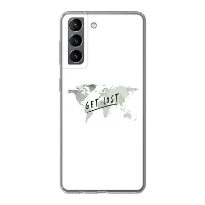 Produktbild von MuchoWow® Handyhülle Schutzhülle Hülle für Samsung Galaxy S21 Weltkarte - Grau - Zitat Silikon Softcase Handy Hülle - Softcase