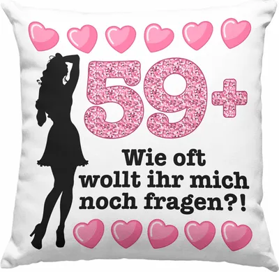 Produktbild von Trendation - 60. Geburtstag Frauen Deko-Kissen mit Füllung 40x40 Geschenk Geschenkidee 60er Geburtstag Spruch Perfektion Mama Mutter Lustiger Spruch Witzig 59+ (Grau)