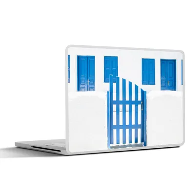 Produktbild von MuchoWow® Laptop Aufkleber Sticker Cover Architektur - Zaun - Weiß - Blau - Türen 30x21 cm - Sticker für Laptop - Selbstklebend