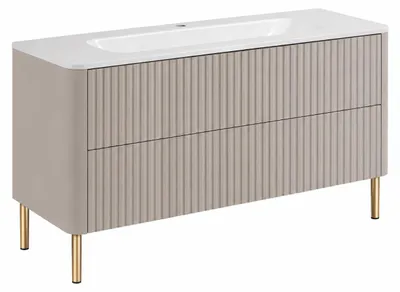Produktbild von Badezimmerschrank 120, Kaschmir, mit Waschbecken, Beine gold, 120,7 x 44,4 x 64,9 cm