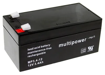Produktbild von Multipower MBL12/3,4AH/VDS MP3,4-12 Bleiakku 12V Faston 4,8mm VDS wartungsf.