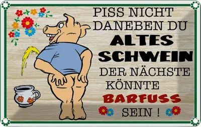 Immagine prodotto di vianmo Insegna di latta 20x30 cm Piss nicht daneben altes Schwein