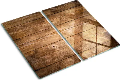 Obrázek produktu pro Kryt varné desky – Kryt na indukční desku – Ochranná skleněná deska – 2x30x52 cm– Skleněné ochranné desky na sporák –Tvrzené sklo –Dřevo
