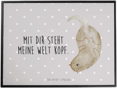 Produktbild von Mr. & Mrs. Panda schreibtischunterlage Otter Kopfüber - Grau Pastell - Geschenk, Schreibunterlage, Niedlich, schreibtischmatte, Verliebt, schreibtischunterlagen, Seeotter