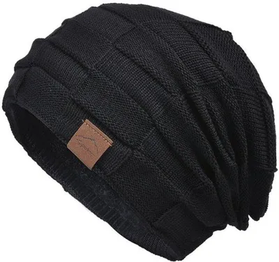 Produktbild von Uni-Wintermütze, klassische Herbst-/Winter-/Lentemütze, schwarz, weich gefüttert