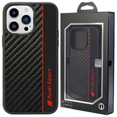 Produktbild von Audi Carbon Fiber Stripe iPhone 13 Pro / 13 6,1  schwarz/schwarz Hardcase AUS-TPUPCIP13P-R8/D1-BK Handyhülle