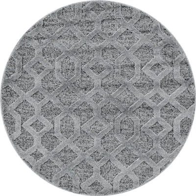 Produktbild von Teppich Wohnzimmer Hochflor Grau 80x80 Rund Geometrisches Design aus Polypropylen