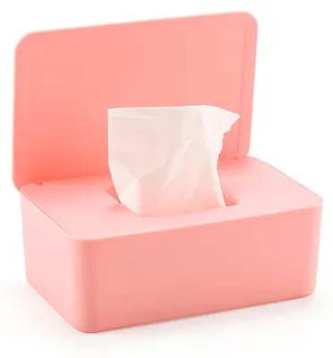Image de Boîte de rangement pour lingettes, rose, 18,5 x 12 x 7,3 cm, en polypropylène