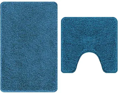 Produktbild von vidaXL Anti-Rutsch Badematten-Set 2 pcs Blau PP