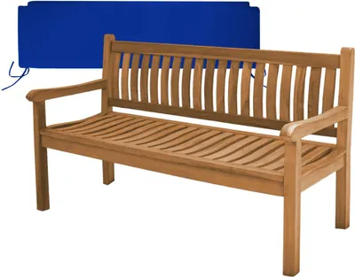 Imagen del producto de Teakholz Bank Arezzo 150cm Massivholz Wetterfest + Sitzkissen Blau