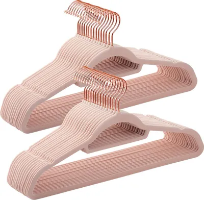Productafbeelding van Hoppa! | Fluwelen kledinghangers | 30 stuks | Roségoud, ruimtebesparend